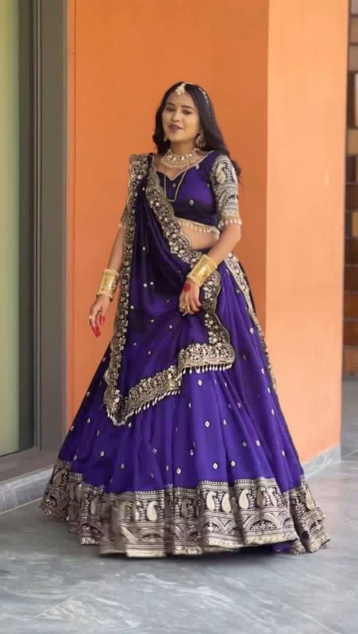 Premium Heavy Chinon Silk Lehenga Set – Thread & Sequins Work with Dupatta