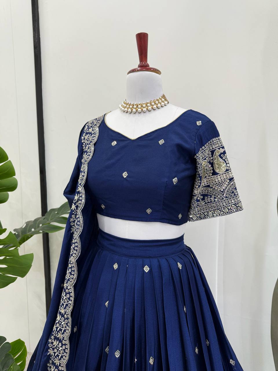 Premium Heavy Chinon Silk Lehenga Set – Thread & Sequins Work with Dupatta