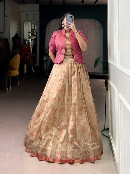Premium Jacquard Silk Co‑ord Lehenga Set – Patola Print