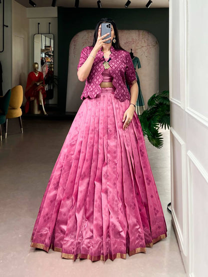 Premium Jacquard Silk Co‑ord Lehenga Set – Patola Print