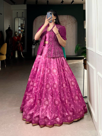 Premium Jacquard Silk Co‑ord Lehenga Set – Patola Print