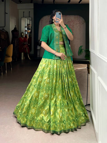 Premium Jacquard Silk Co‑ord Lehenga Set – Patola Print