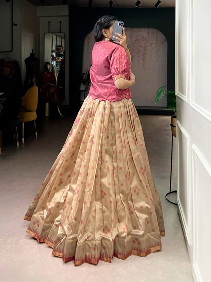 Premium Jacquard Silk Co‑ord Lehenga Set – Patola Print