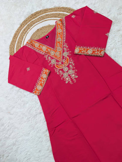 Premium Pure Viscose Chanderi Kurta Set – Sequins Embroidery