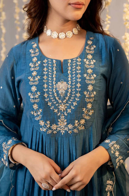 Premium Pure Viscose Chanderi Silk Kurta Set – Sequins Embroidery