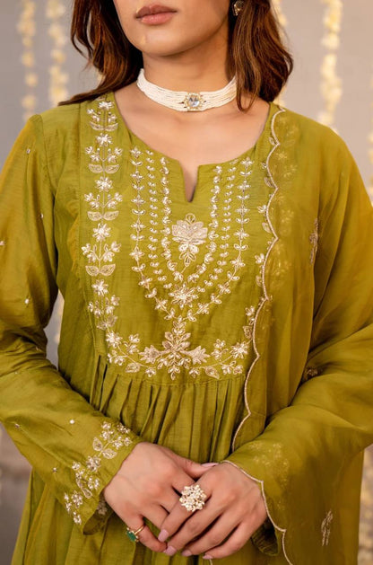 Premium Pure Viscose Chanderi Silk Kurta Set – Sequins Embroidery