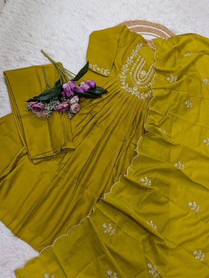 Premium Pure Viscose Chanderi Silk Kurta Set – Sequins Embroidery