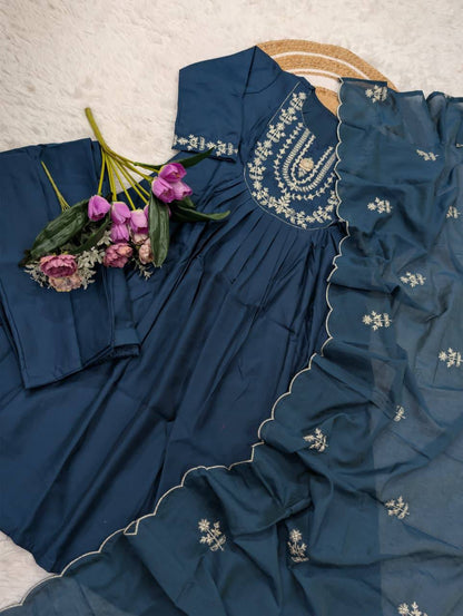 Premium Pure Viscose Chanderi Silk Kurta Set – Sequins Embroidery