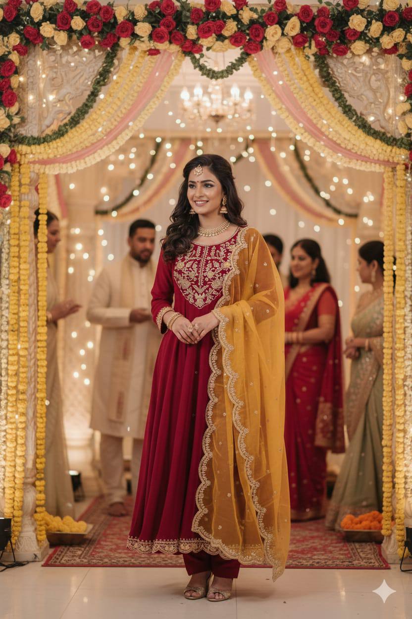 Premium Heavy Roman Silk Anarkali Suit Set – Boutique Embroidery