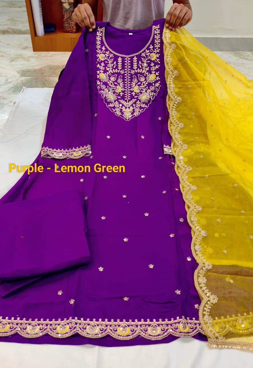 Premium Heavy Roman Silk Anarkali Suit Set – Boutique Embroidery