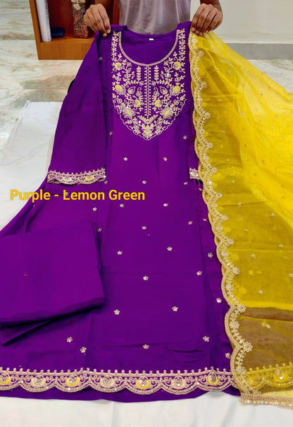 Premium Heavy Roman Silk Anarkali Suit Set – Boutique Embroidery