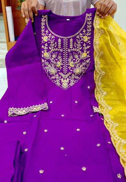 Premium Heavy Roman Silk Anarkali Suit Set – Boutique Embroidery