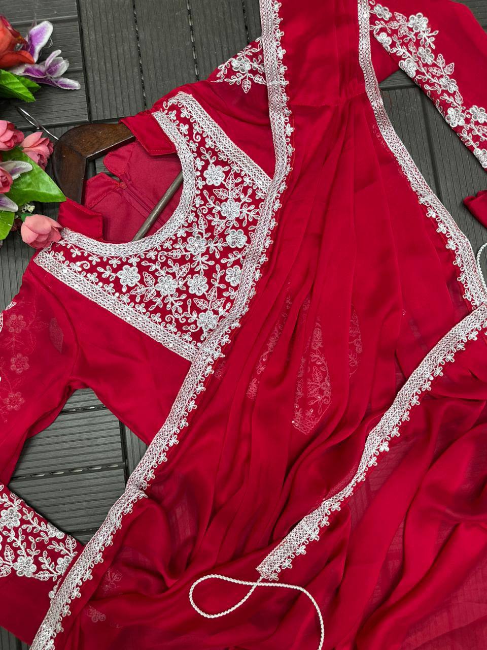 Premium Heavy Rangoli Ready‑to‑Wear Saree with Embroidery