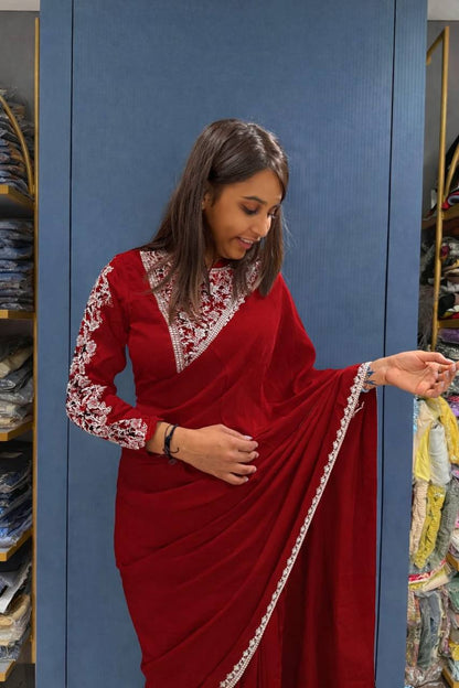Premium Heavy Rangoli Ready‑to‑Wear Saree with Embroidery
