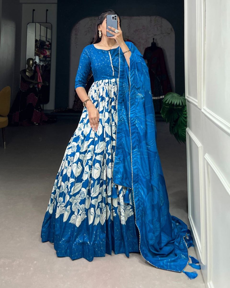 Ready-to-Wear Tussar Silk Gown with Dupatta