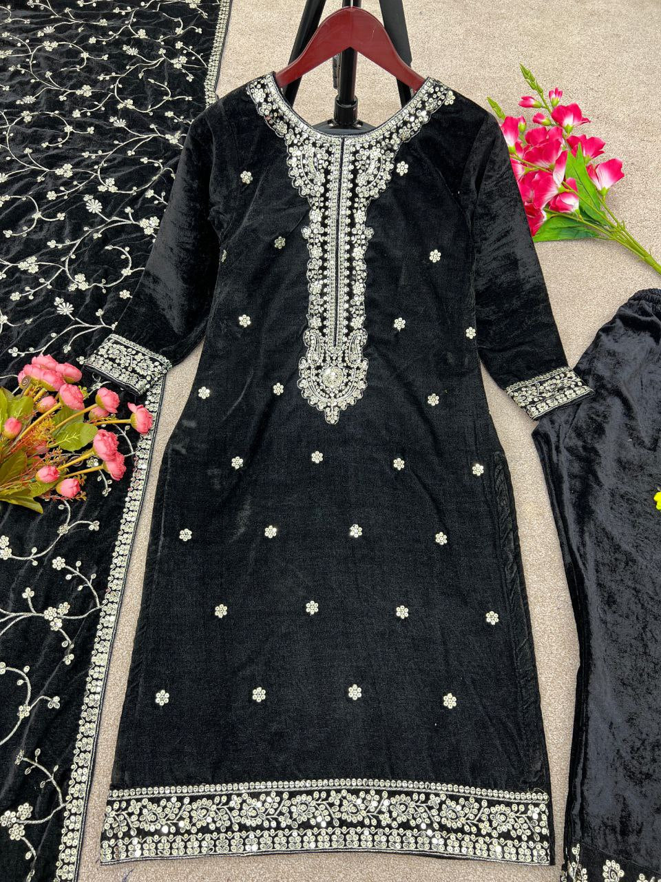 Designer Party Wear Look New Top-Sharara and Dupatta With Heavy Embroidery Sequence Work