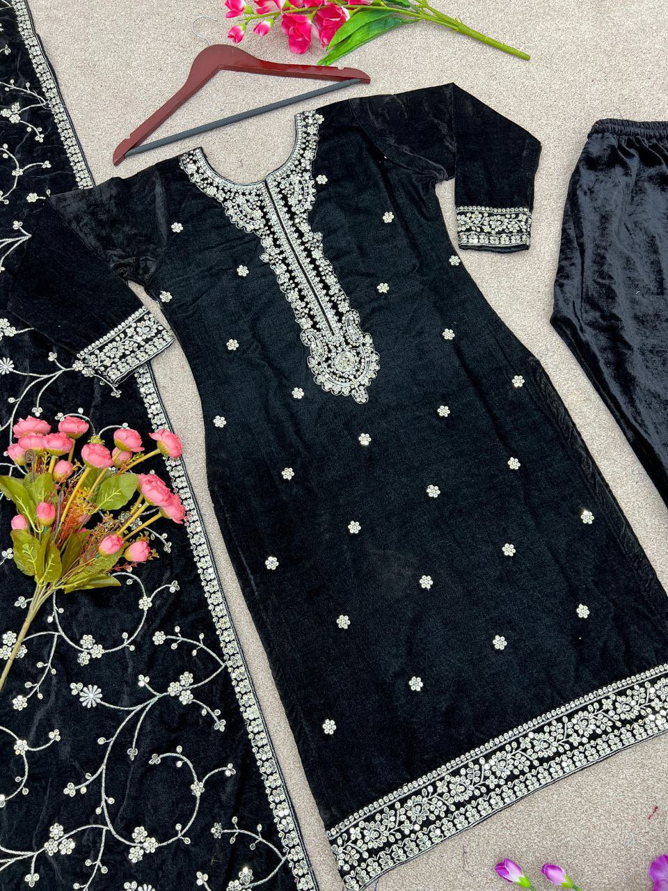 Designer Party Wear Look New Top-Sharara and Dupatta With Heavy Embroidery Sequence Work