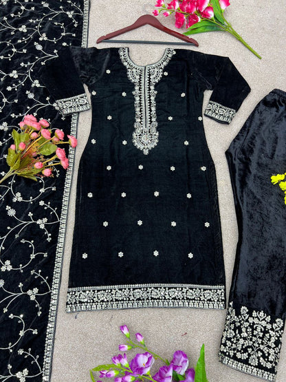 Designer Party Wear Look New Top-Sharara and Dupatta With Heavy Embroidery Sequence Work