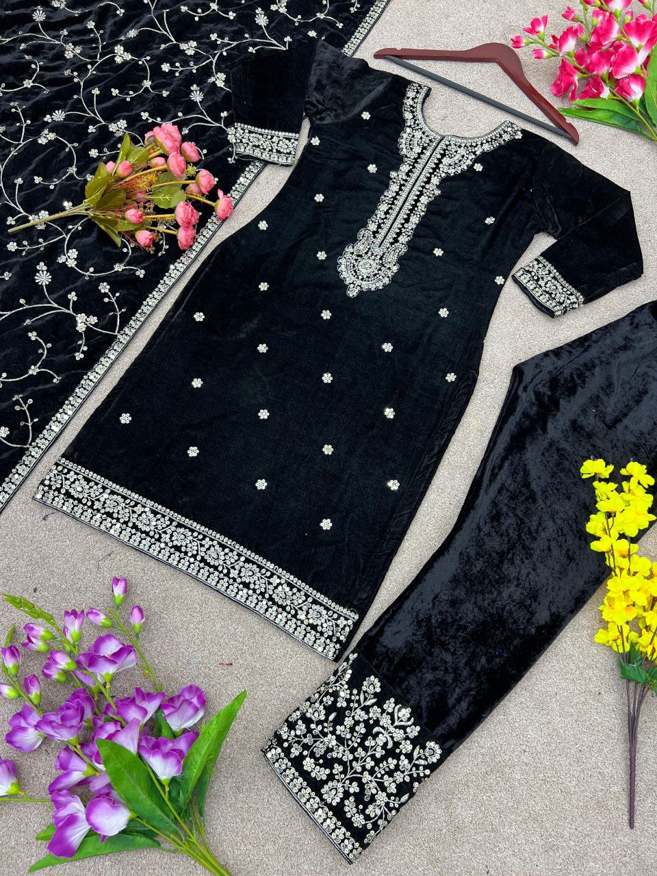 Designer Party Wear Look New Top-Sharara and Dupatta With Heavy Embroidery Sequence Work