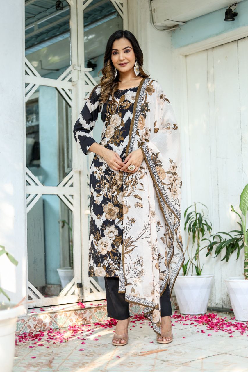 Elegant Cotton Kurta Set with Dupatta