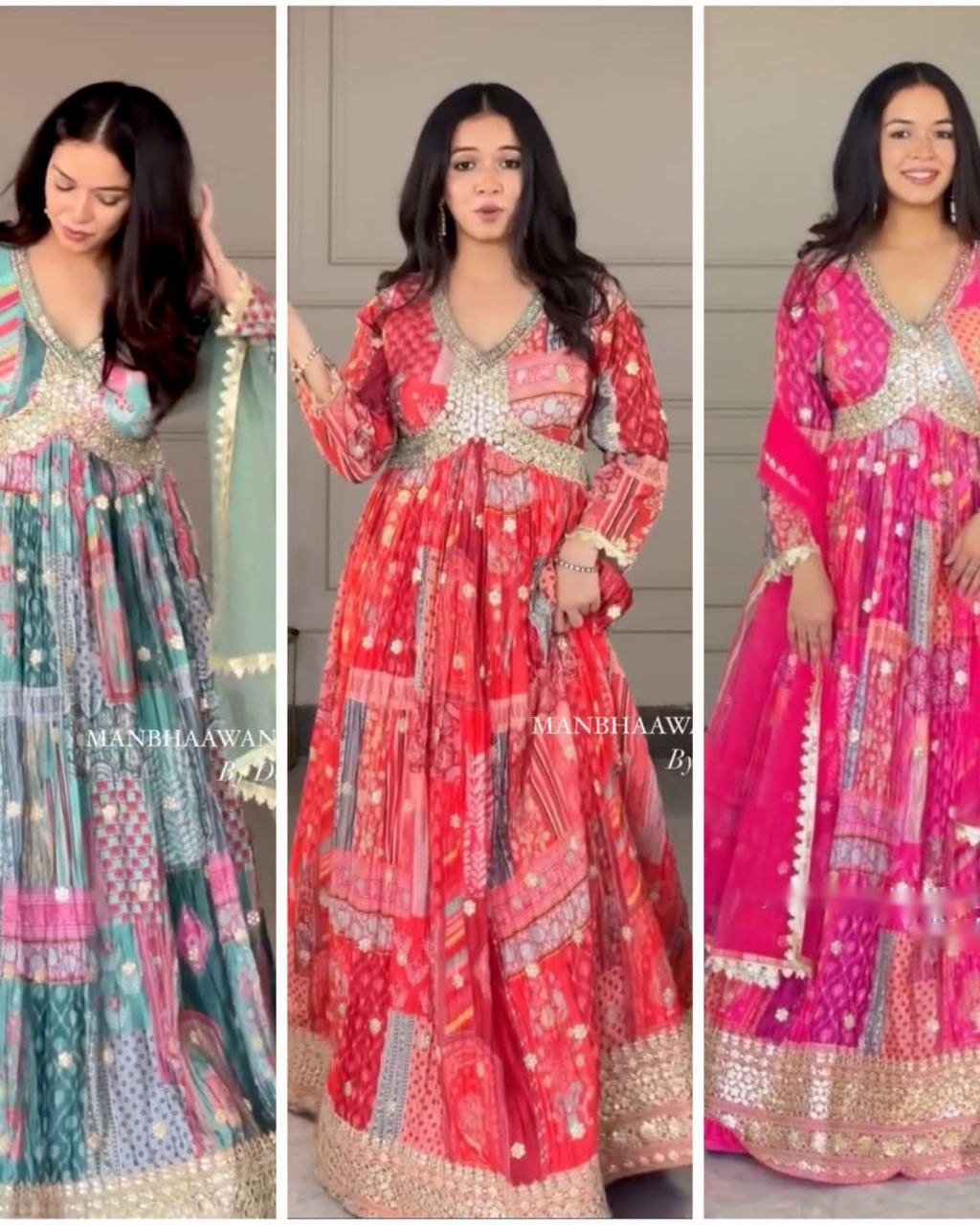 New Aliya-Cut Gown-Pant-Dupatta Set – Ready to Wear, Fully Stitched Elegance