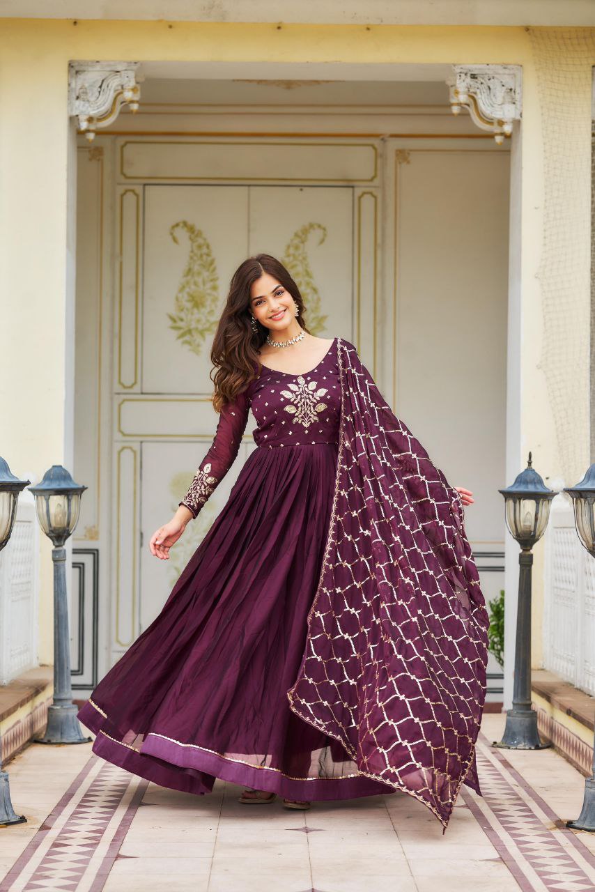 Radiant Festival Gown & Dupatta Set – Perfect for Grand Celebrations!