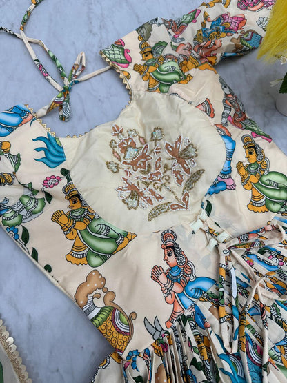 Exquisite Kalamkari Gown – A Fusion of Tradition and Elegance