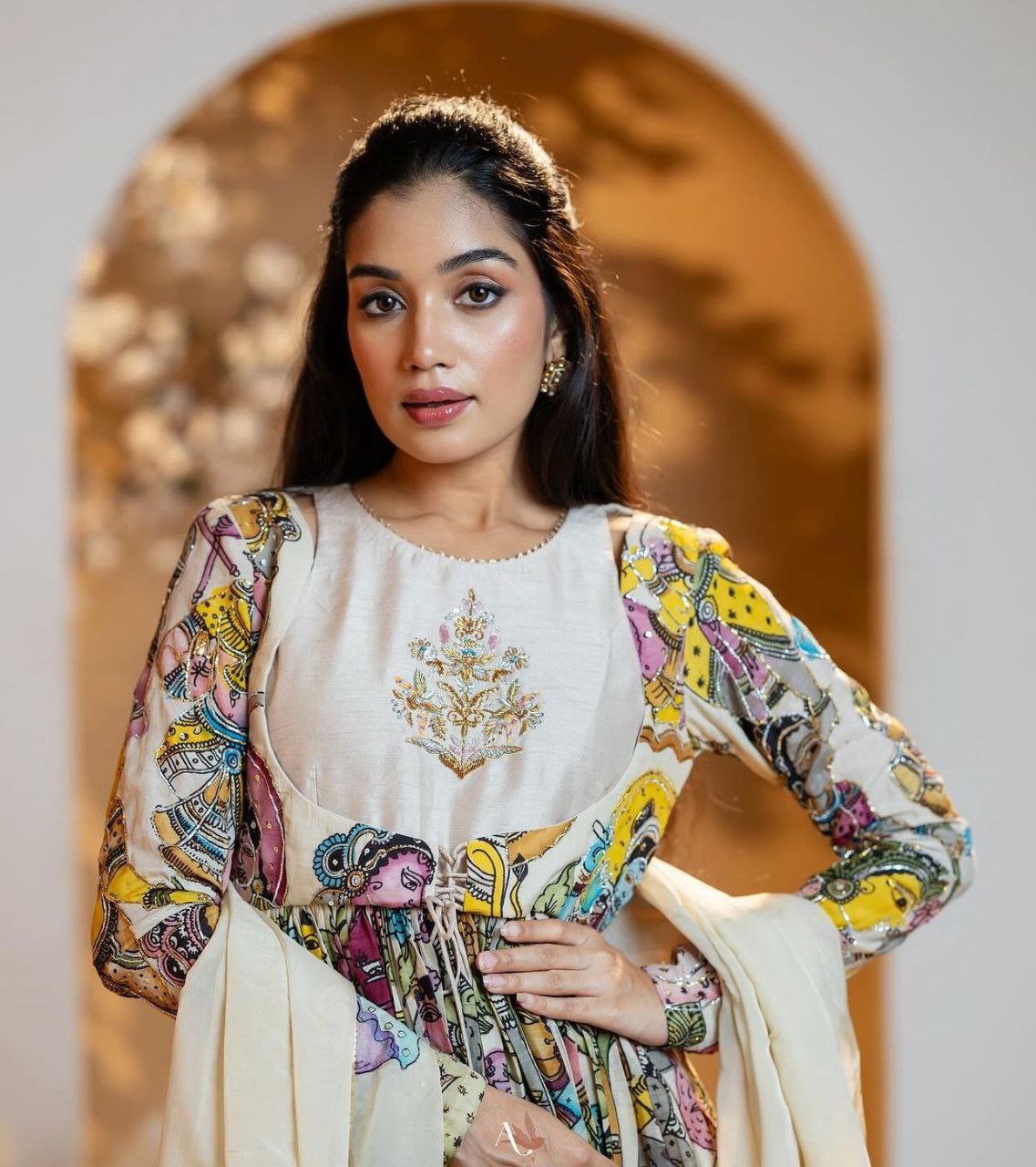 Exquisite Kalamkari Gown – A Fusion of Tradition and Elegance