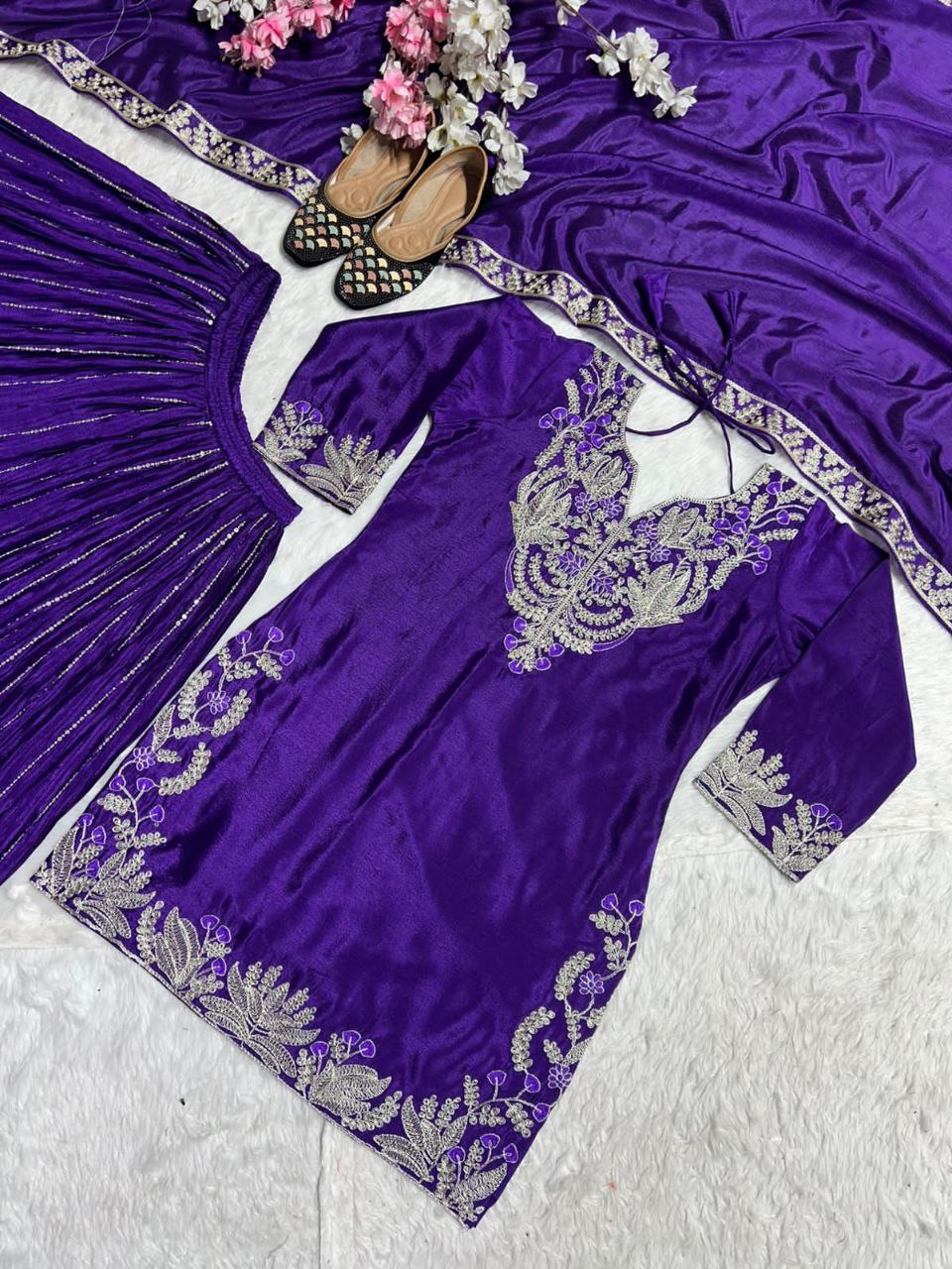 Exquisite Chinnon Silk Sharara Set with Dupatta – A Masterpiece of Elegance