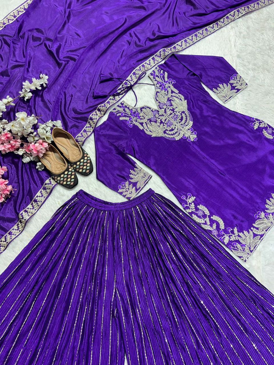 Exquisite Chinnon Silk Sharara Set with Dupatta – A Masterpiece of Elegance