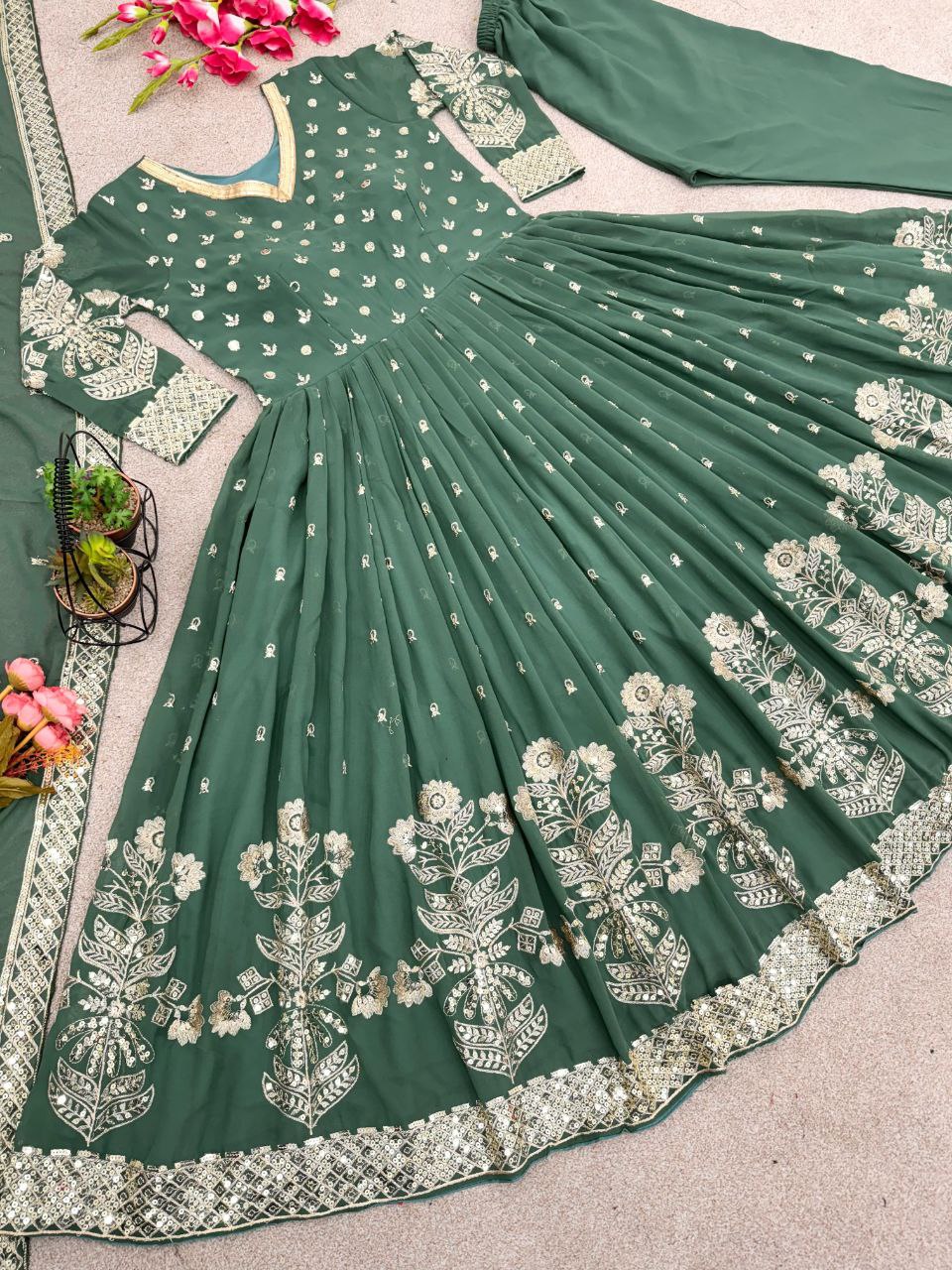 Glamorous Designer Party Wear Set: Fancy Top, Dupatta & Fully Stitched Gharara for Unmatched Elegance!