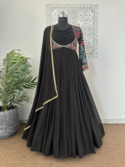 Boutique Designer 3-Piece Anarkali Gown Set – Elegant Party Wear with Embroidery, Stone Work & Dupatta!