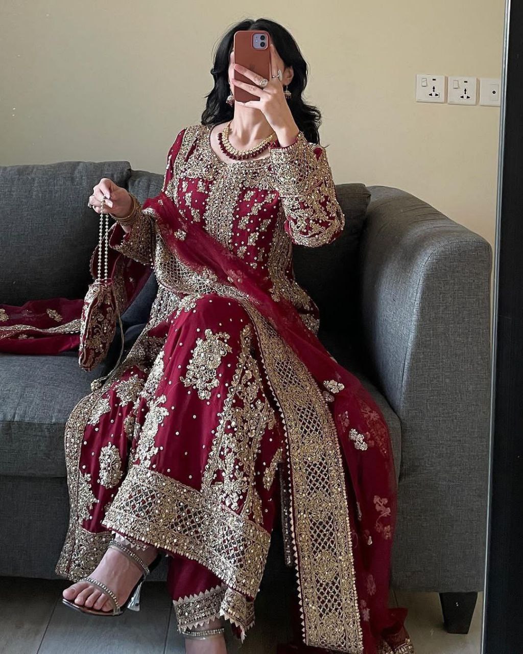 Beautiful Heavy Embroidery Sequins & Riveted Moti Work Top, Plazzo, and Dupatta Set
