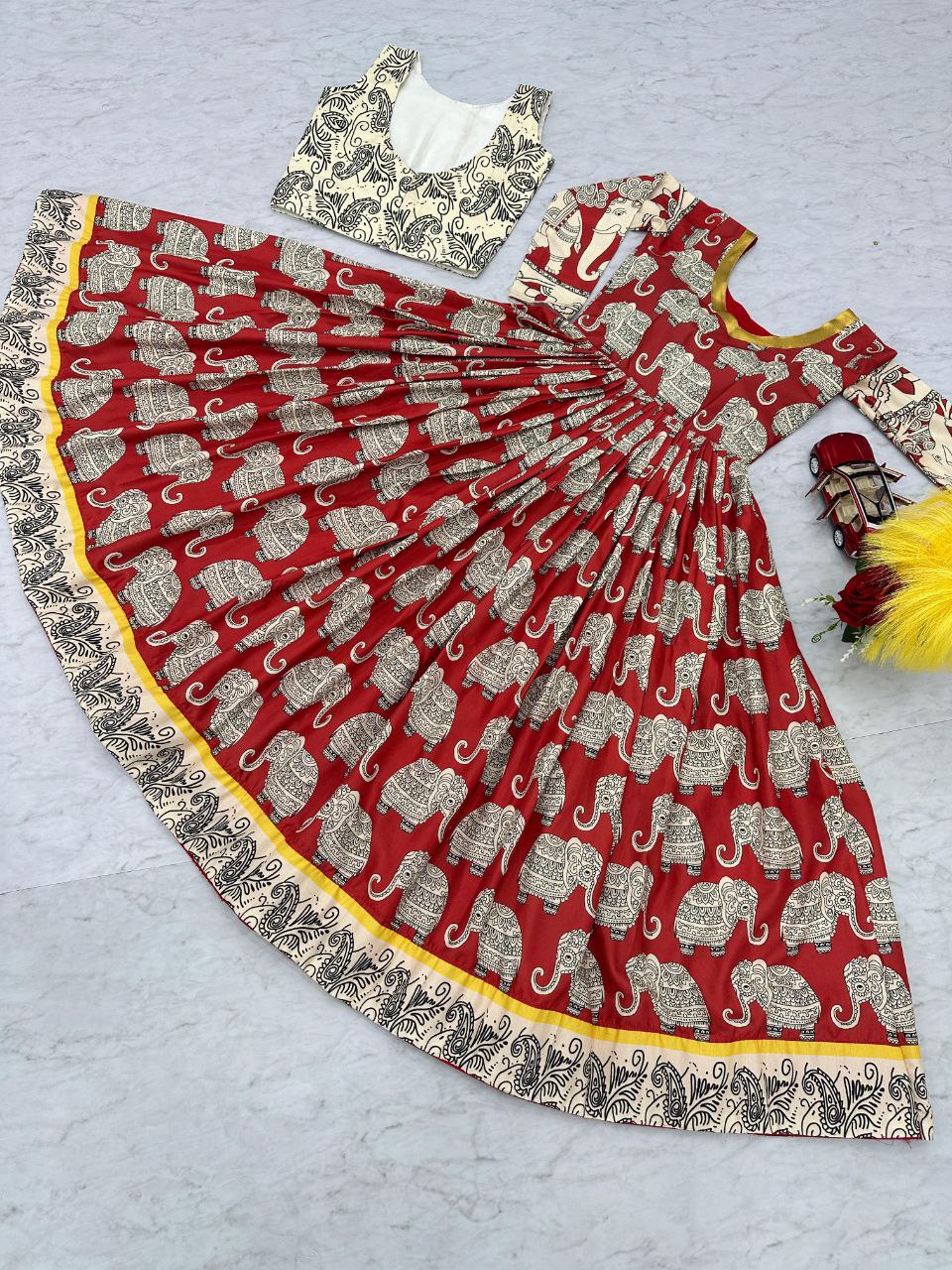 Elegant Kalamkari Gown with Jacket – Timeless Ethnic Charm for Every Occasion