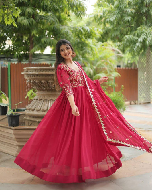 Gown with Dupatta Collection 2025 – A Glamorous PInk Shade Gown Ensemble for Every Occasion!