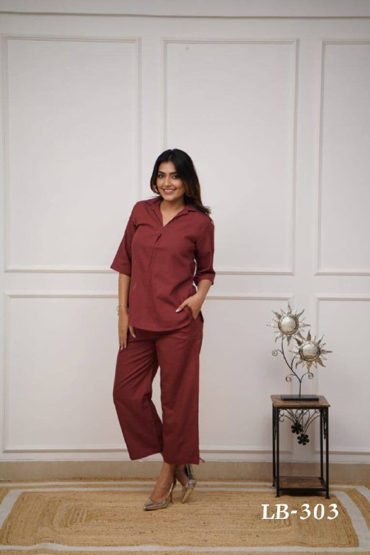 Premium Rayon Top‑Pant Set – Solid Design for Office & Regular Wear