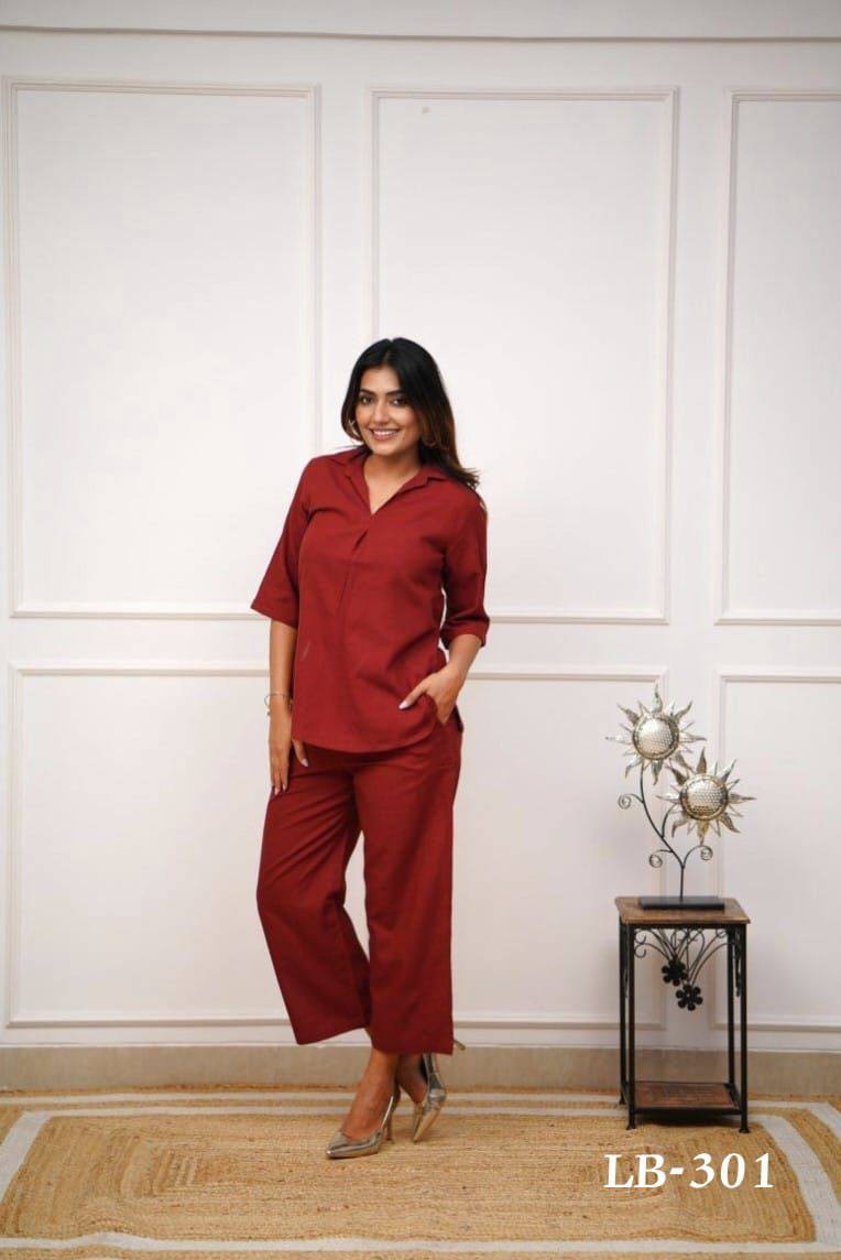 Premium Rayon Top‑Pant Set – Solid Design for Office & Regular Wear