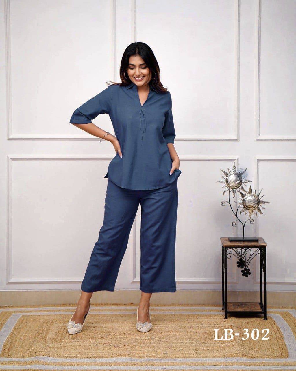 Premium Rayon Top‑Pant Set – Solid Design for Office & Regular Wear