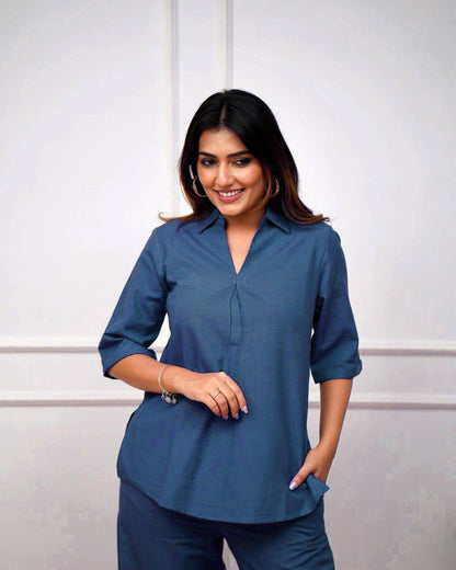 Premium Rayon Top‑Pant Set – Solid Design for Office & Regular Wear