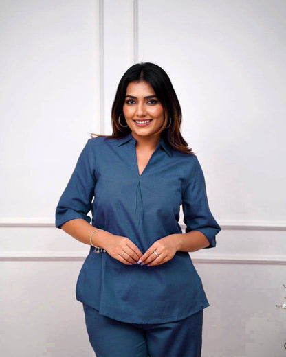 Premium Rayon Top‑Pant Set – Solid Design for Office & Regular Wear