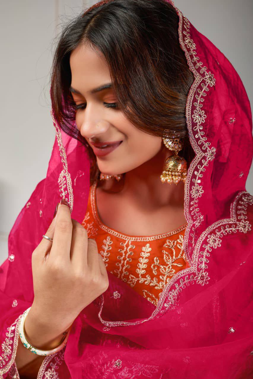 Premium Heavy Roman Silk Anarkali Suit Set – Boutique Embroidery Jari & Resham Work