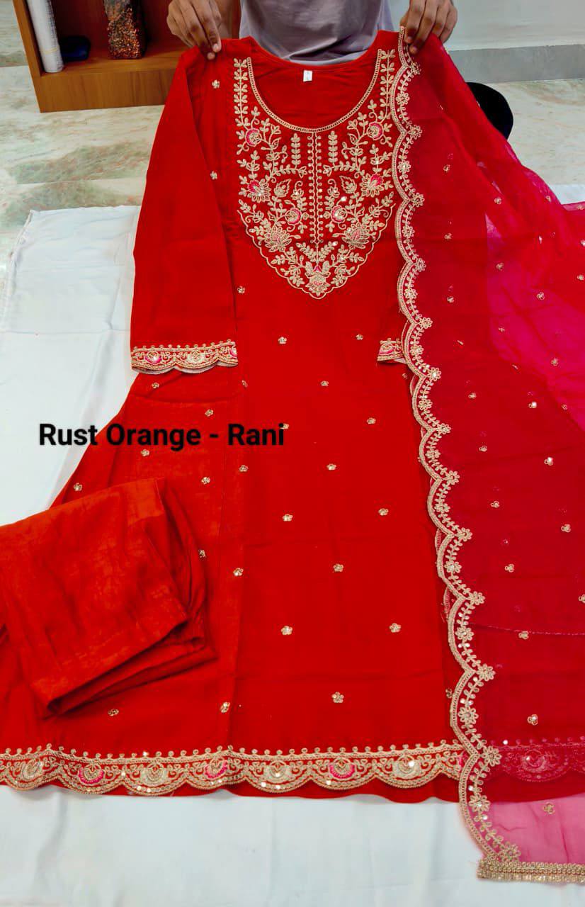 Premium Heavy Roman Silk Anarkali Suit Set – Boutique Embroidery Jari & Resham Work