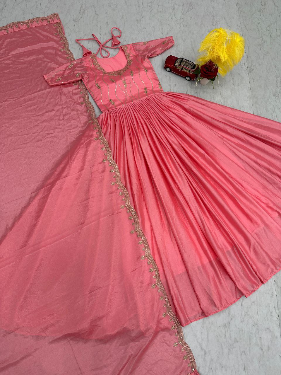Gown with Dupatta Collection 2025 – A Glamorous PInk Shade Gown Ensemble for Every Occasion!