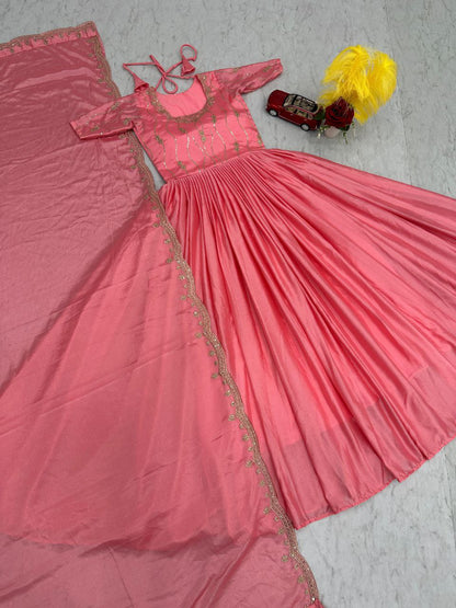 Gown with Dupatta Collection 2025 – A Glamorous PInk Shade Gown Ensemble for Every Occasion!