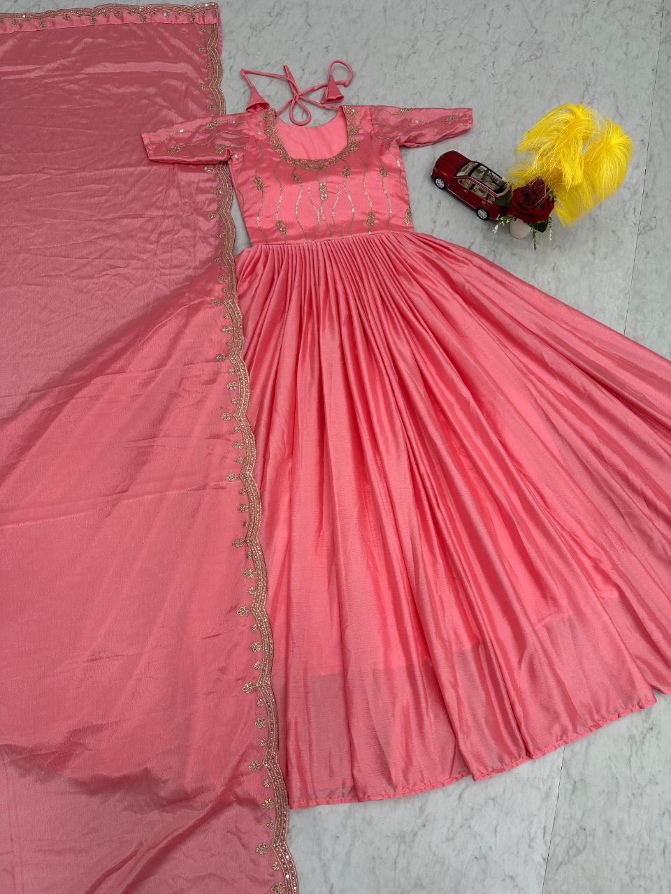 Gown with Dupatta Collection 2025 – A Glamorous PInk Shade Gown Ensemble for Every Occasion!