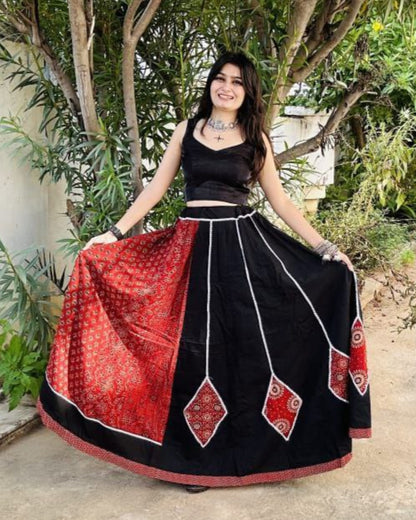 Handcrafted Ajrakh Print Cotton Skirt
