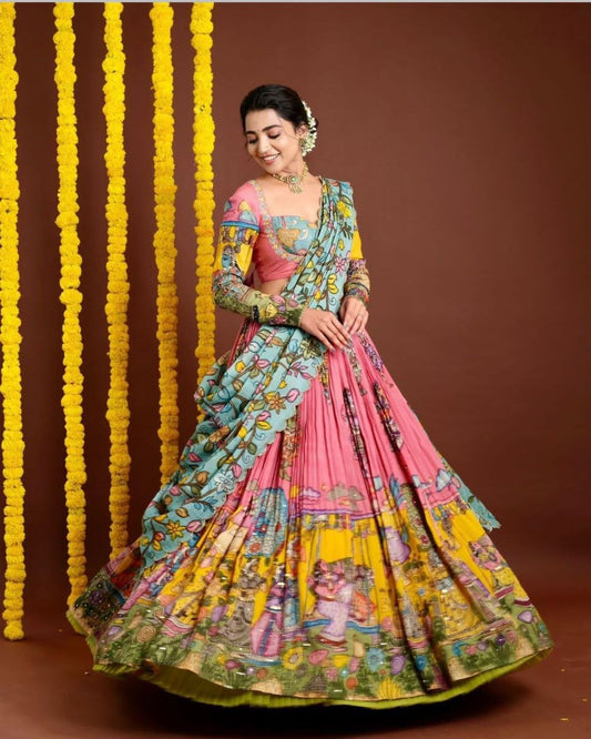 Kalamkari Elegance: Mesmerizing Lehenga Choli Set for a Graceful Look