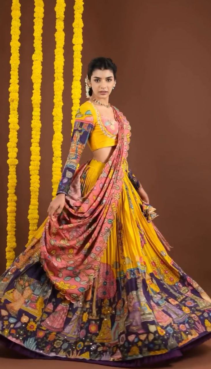 Kalamkari Elegance: Mesmerizing Lehenga Choli Set for a Graceful Look