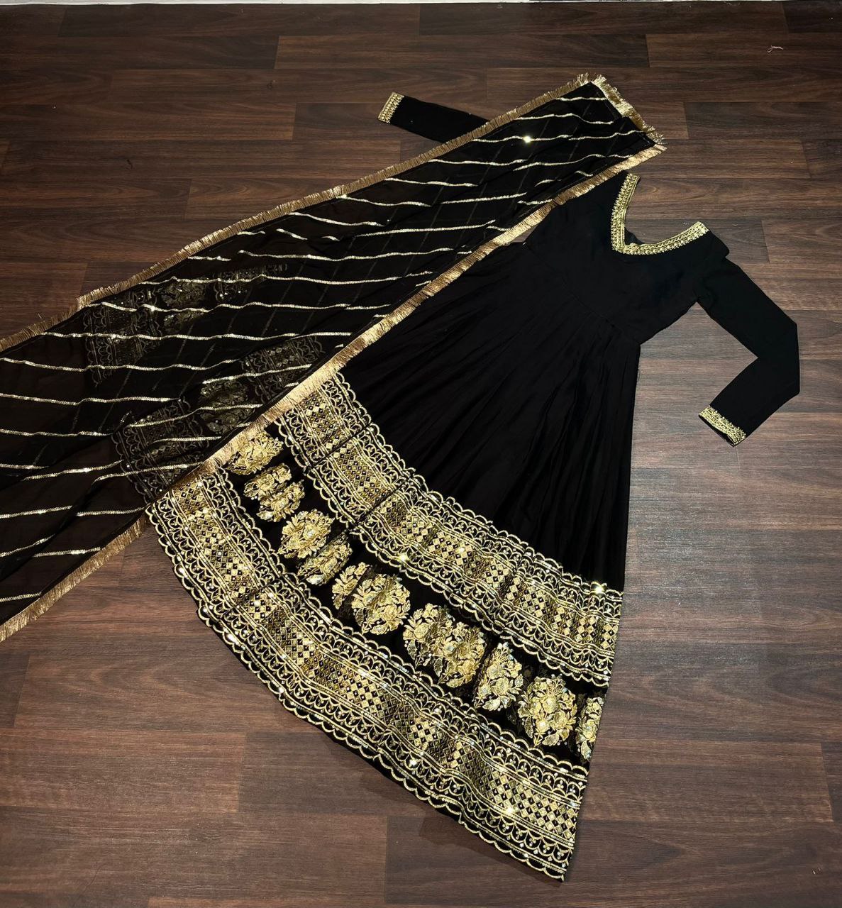 Radiate Elegance with Our Luxe Embroidered Gown-Dupatta Set – Perfect for Every Occasion