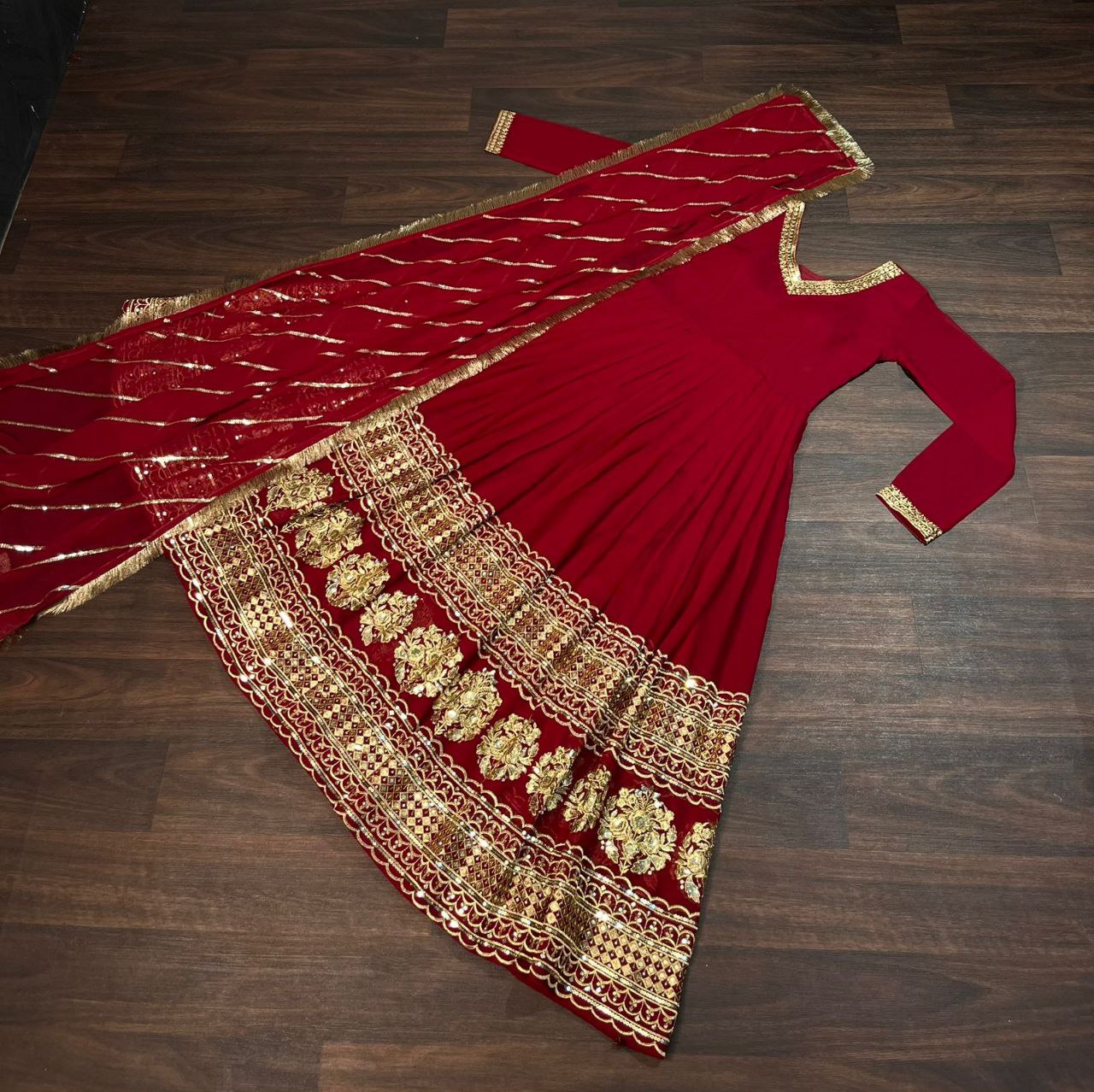 Radiate Elegance with Our Luxe Embroidered Gown-Dupatta Set – Perfect for Every Occasion